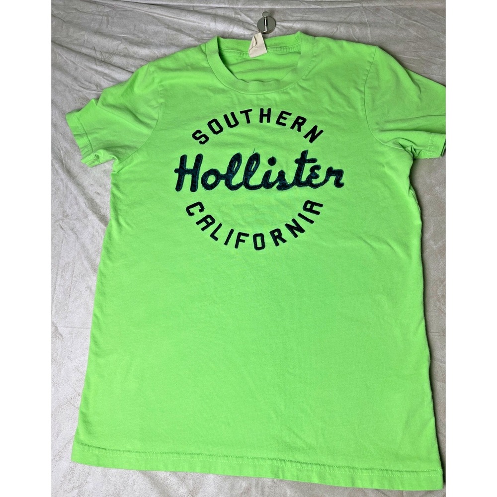 Vintage Y2K Holister Graphic Tee Lime Green Sufer California Spellout size M